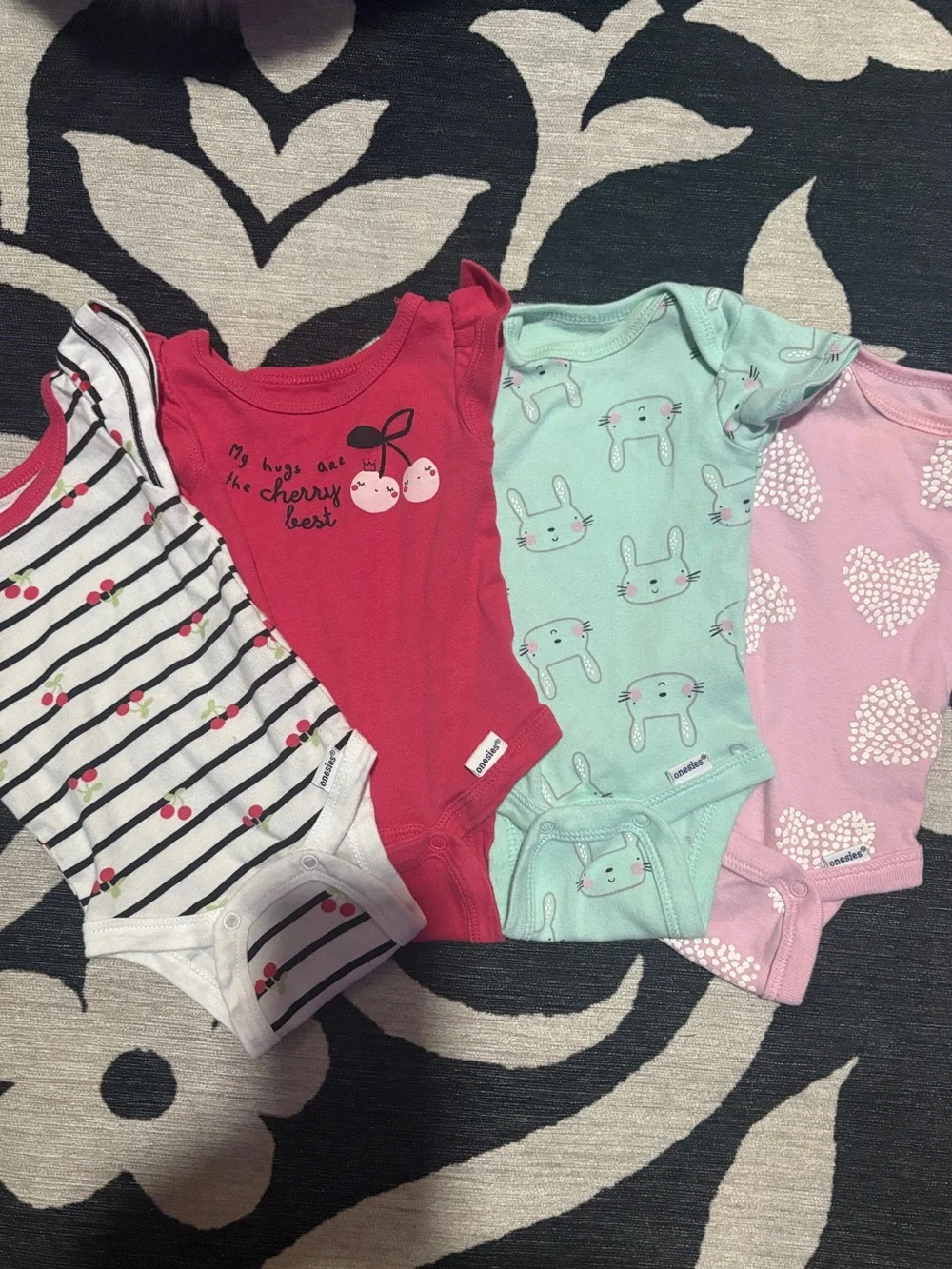 Gerber Pink Newborn Onesie with White Dot Detail 4 bundle